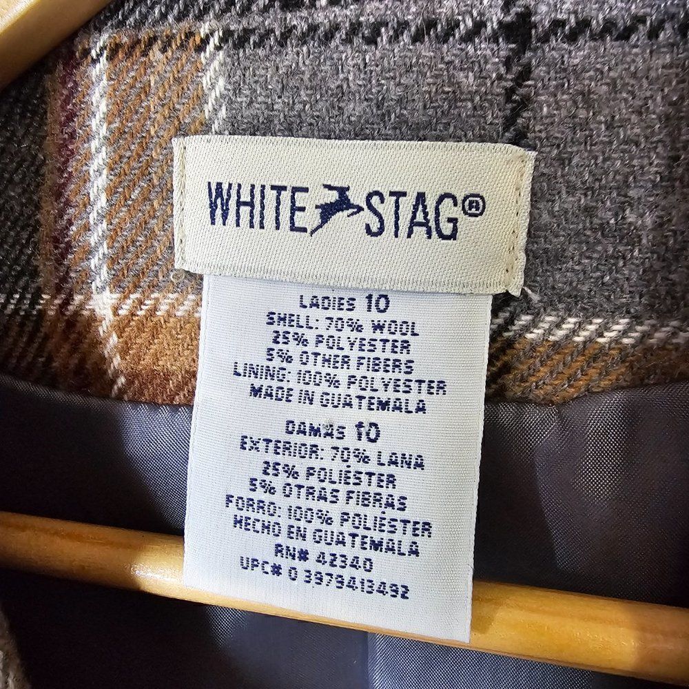 EUC VINTAGE WHITE STAG PLAID WOOL BLEND BLAZER JACKET SIZE 10 / M - Picture 15 of 15